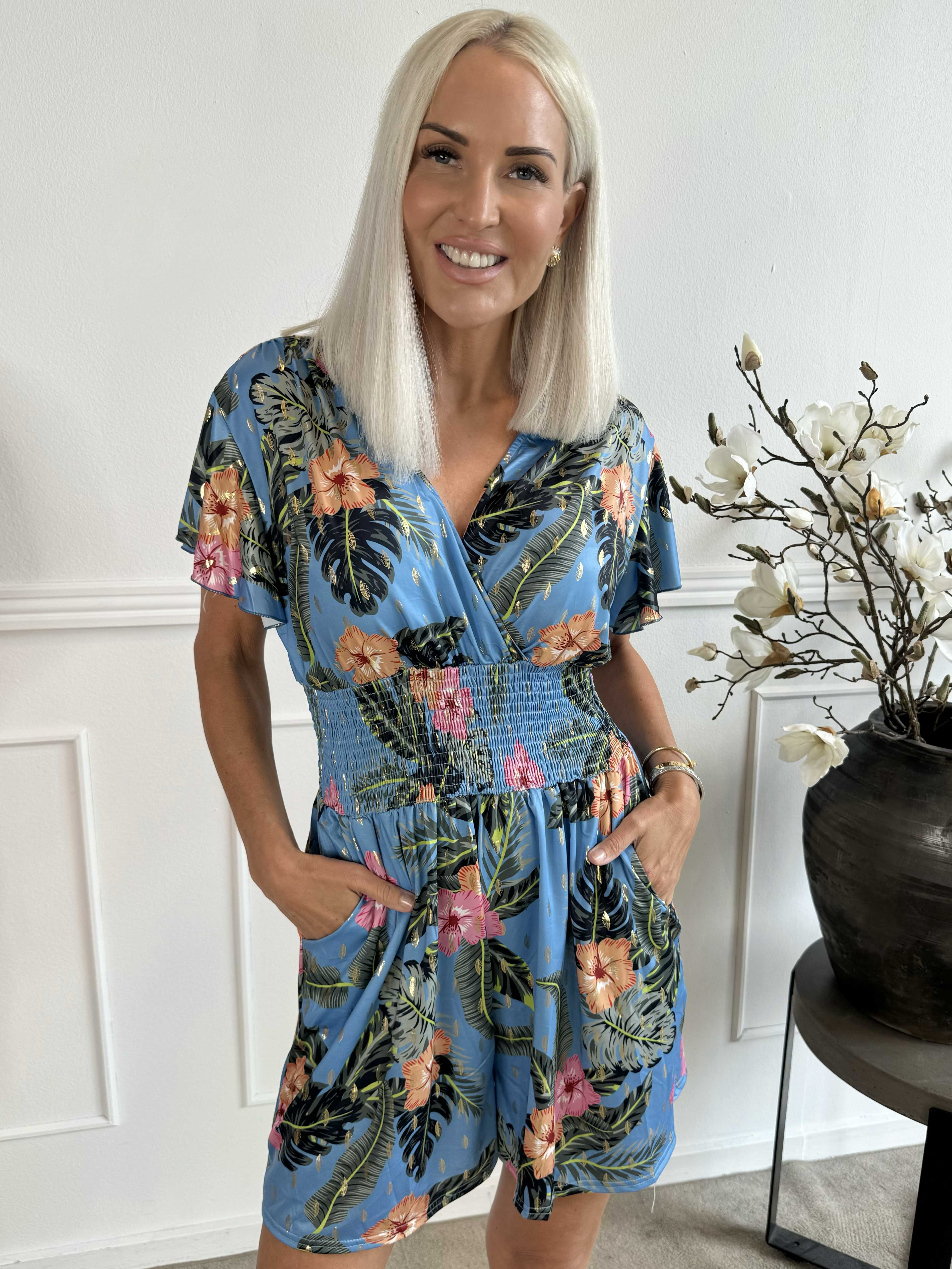 Pams Flower Playsuit - Elastisk playsuit med fickor